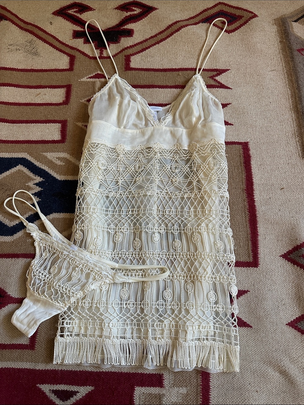 LA PERLA 1920s Flapper Inspired Tunic / Nightgown And Unworn Thong Set Size 2